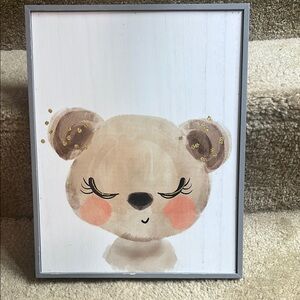 Cute Bear Wall Art with Gold Accents